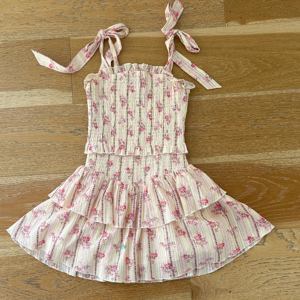 Katie J NYC Pink Floral Tiered Kids Dress